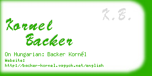 kornel backer business card
